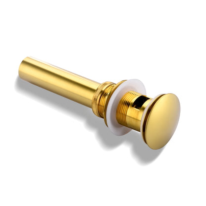 1-5/8 in. Brass Bathroom and Vessel Sink Push Pop-Up Drain Stopper With Overflow in Brushed Gold