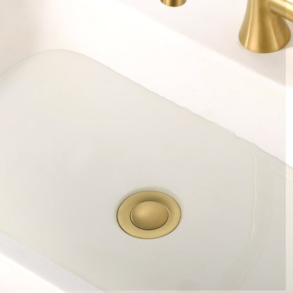 1-1/2 in. Brass Bathroom and Vessel Sink Push Pop-Up Drain Stopper with No Overflow in Brushed Gold