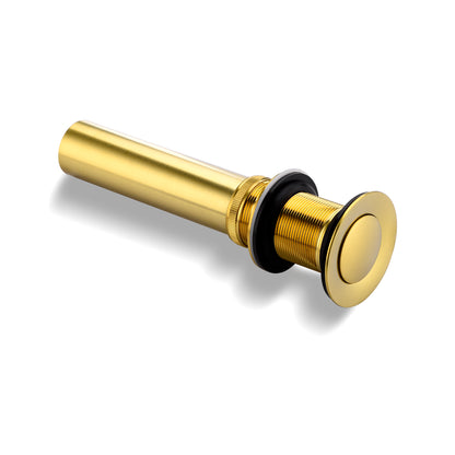 1-1/2 in. Brass Bathroom and Vessel Sink Push Pop-Up Drain Stopper with No Overflow in Brushed Gold