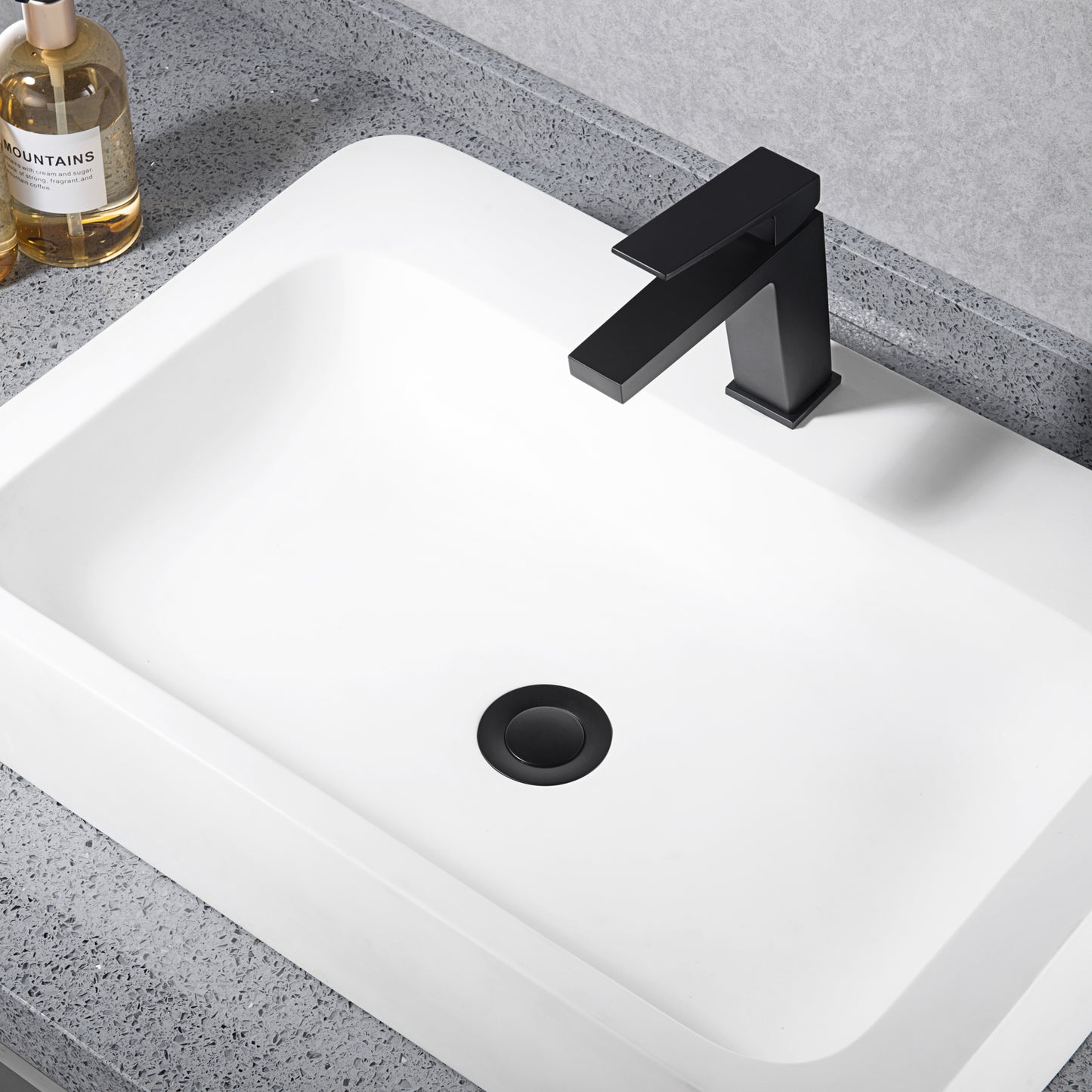 1-1/2 in. Brass Bathroom and Vessel Sink Push Pop-Up Drain Stopper with No Overflow in Matte Black