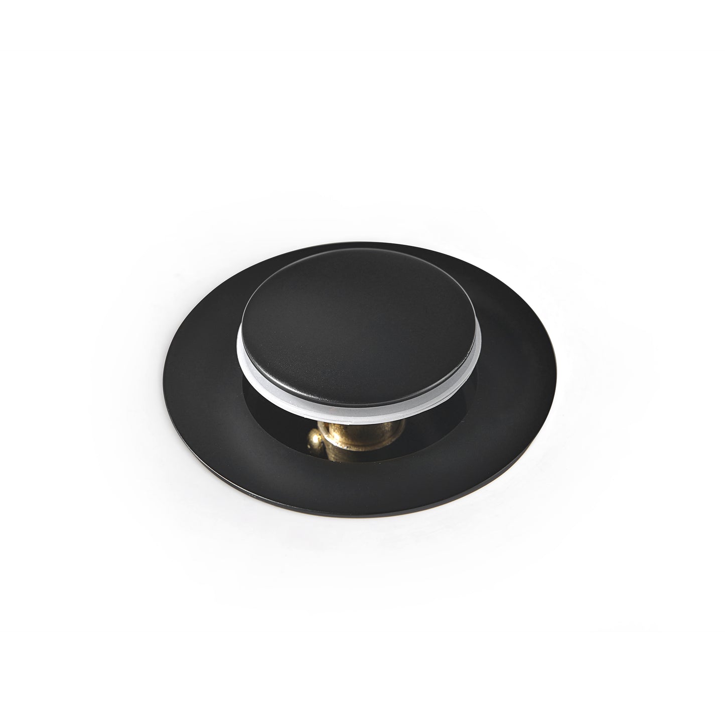 1-1/2 in. Brass Bathroom and Vessel Sink Push Pop-Up Drain Stopper with No Overflow in Matte Black