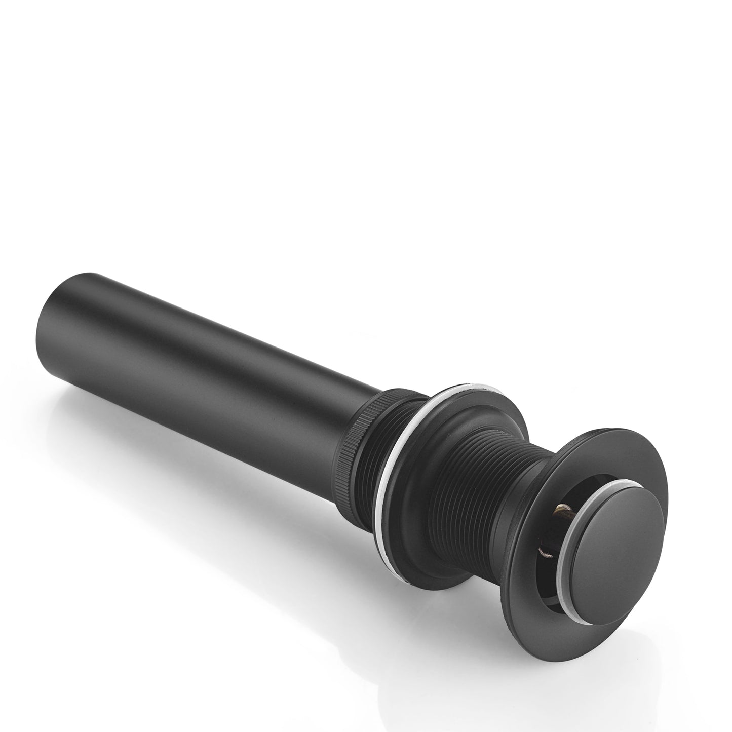 1-1/2 in. Brass Bathroom and Vessel Sink Push Pop-Up Drain Stopper with No Overflow in Matte Black