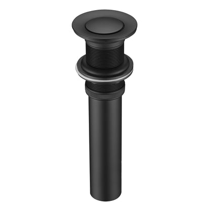 1-1/2 in. Brass Bathroom and Vessel Sink Push Pop-Up Drain Stopper with No Overflow in Matte Black