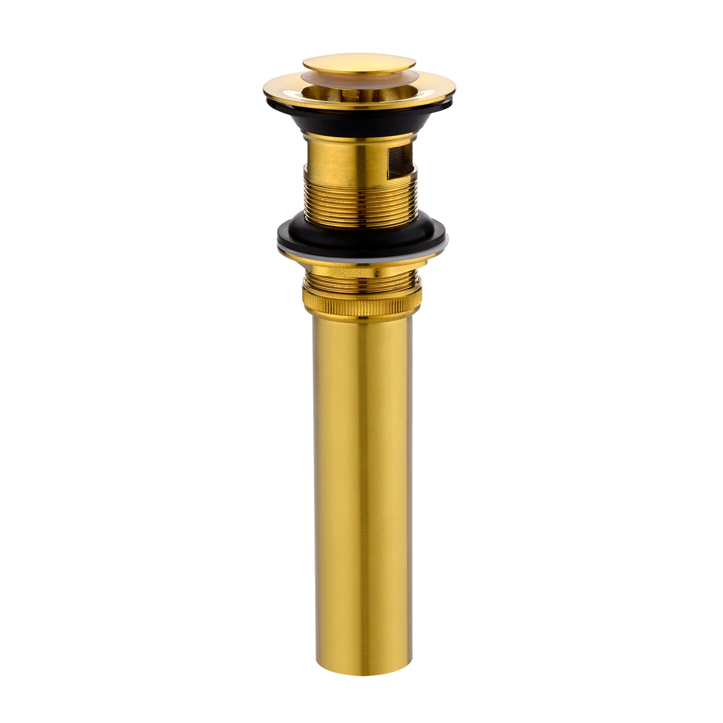 1-1/2 in. Brass Bathroom and Vessel Sink Push Pop-Up Drain Stopper With Overflow in Brushed Gold