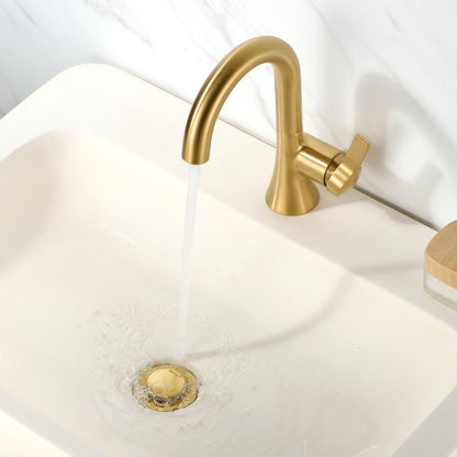 1-1/2 in. Brass Bathroom and Vessel Sink Push Pop-Up Drain Stopper With Overflow in Brushed Gold