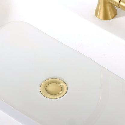 1-1/2 in. Brass Bathroom and Vessel Sink Push Pop-Up Drain Stopper With Overflow in Brushed Gold