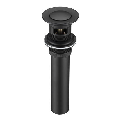 1-1/2 in. Brass Bathroom and Vessel Sink Push Pop-Up Drain Stopper With Overflow in Matte Black