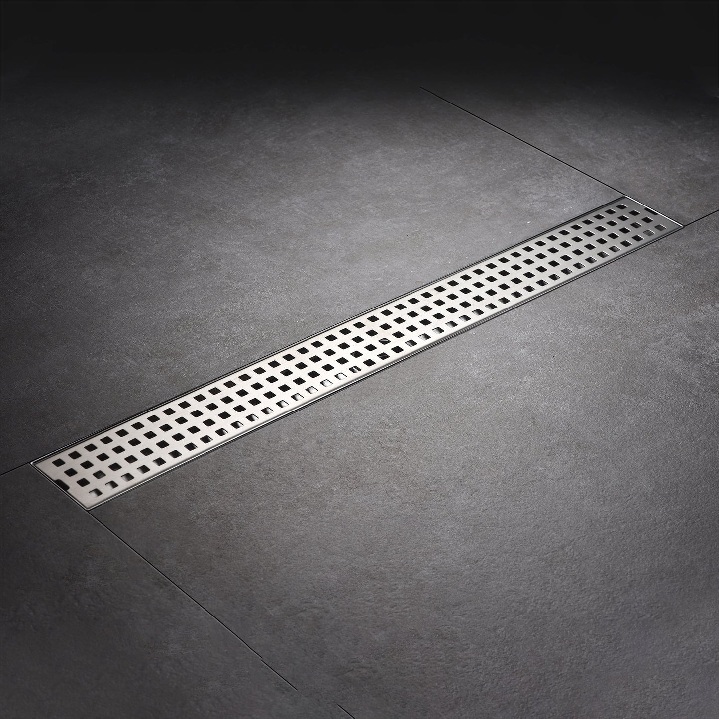 24 in. Stainless Steel Linear Shower Drain with Square Pattern Drain Cover in Stainless Steel