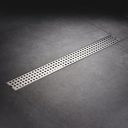 24 in. Stainless Steel Linear Shower Drain with Square Pattern Drain Cover in Stainless Steel