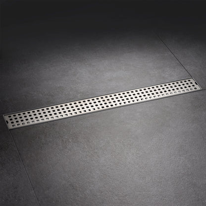 24 in. Stainless Steel Linear Shower Drain with Square Pattern Drain Cover in Stainless Steel