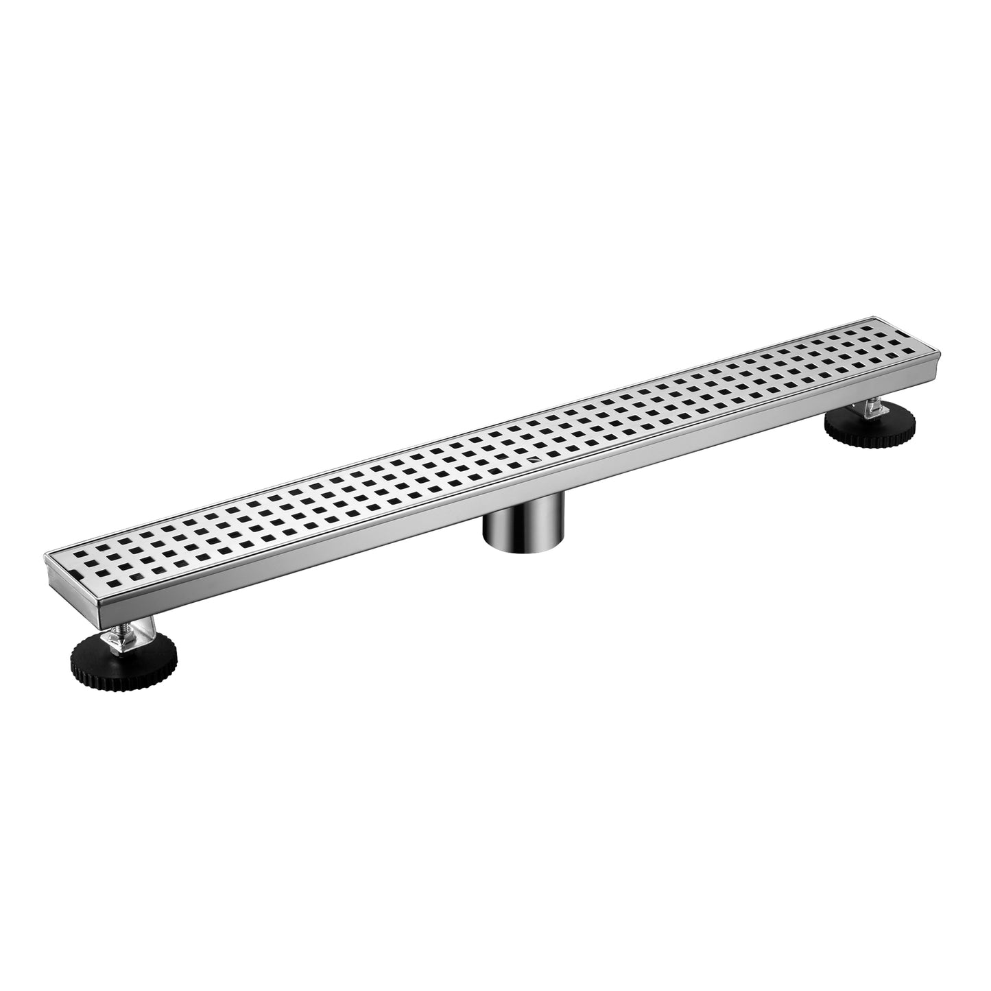 24 in. Stainless Steel Linear Shower Drain with Square Pattern Drain Cover in Stainless Steel