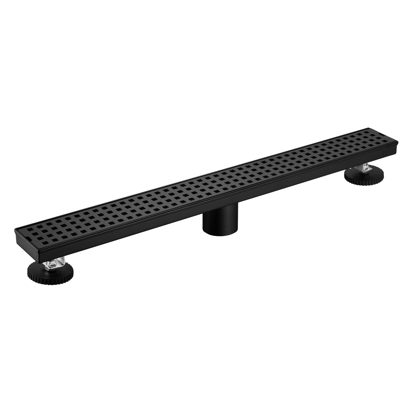 24 in. Stainless Steel Linear Shower Drain with Square Pattern Drain Cover in Matte Black