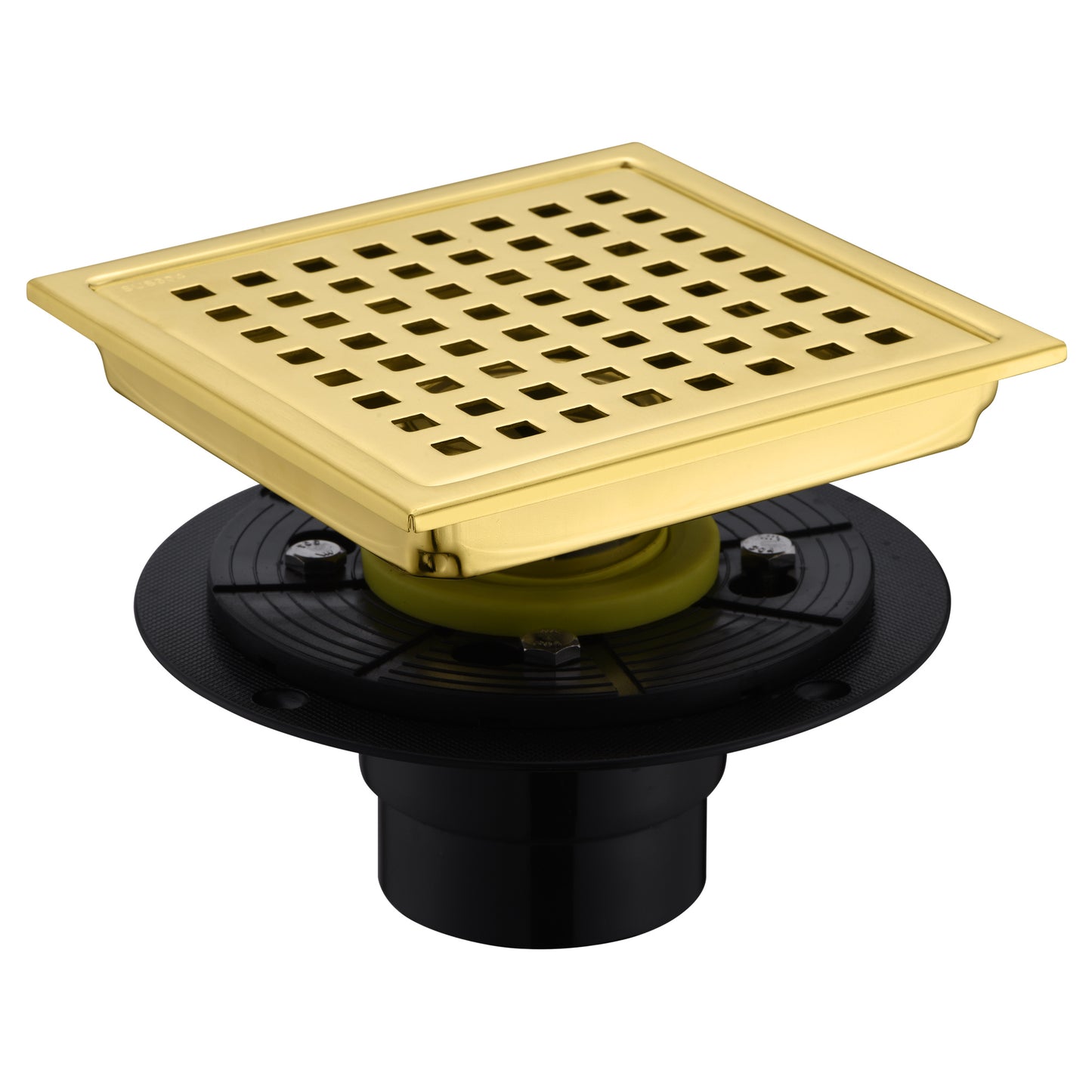 6 in. x 6 in. Stainless Steel Square Shower Drain in Brushed Gold