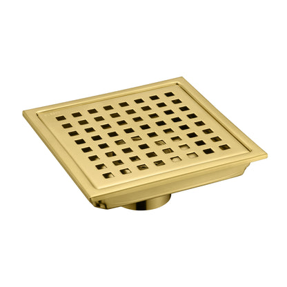 6 in. x 6 in. Stainless Steel Square Shower Drain in Brushed Gold