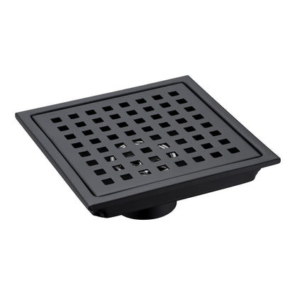 6 in. x 6 in. Stainless Steel Square Shower Drain in Matte Black