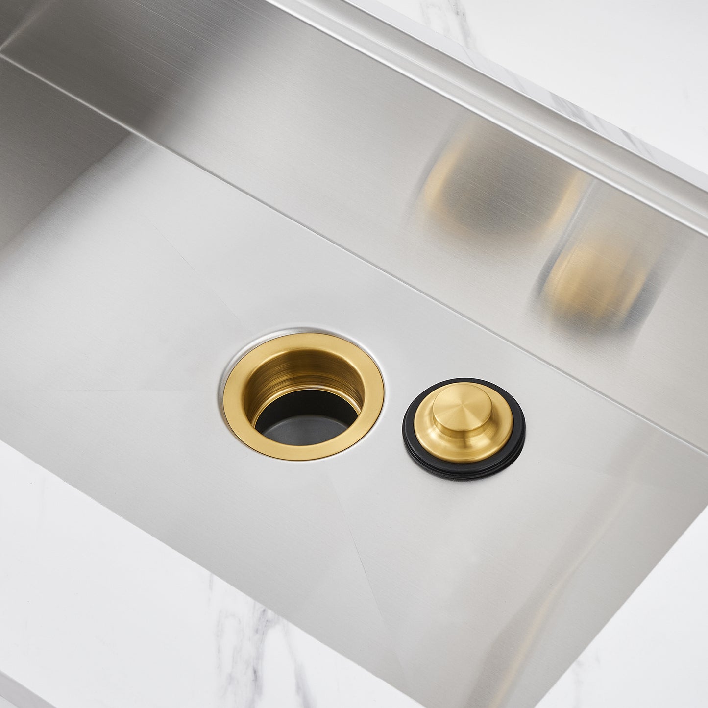 Kitchen Sink Garbage Disposal Flange and Stopper in Brushed Gold