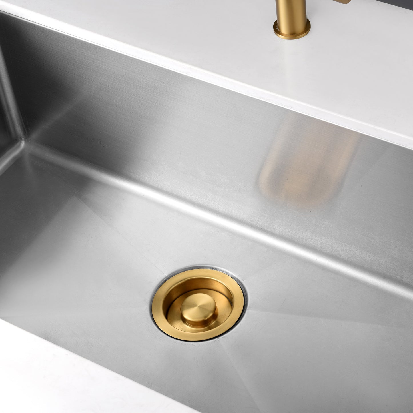 Kitchen Sink Garbage Disposal Flange and Stopper in Brushed Gold