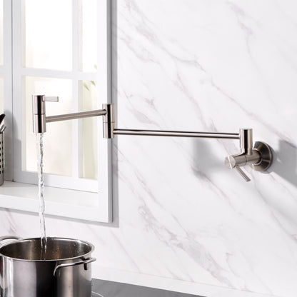 Contemporary 2-Handle Wall-Mounted Pot Filler in Brushed Nickel