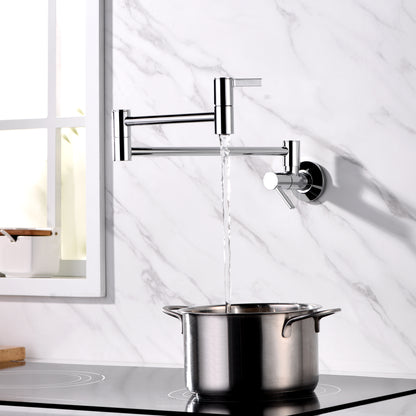 Contemporary 2-Handle Wall-Mounted Pot Filler in Chrome