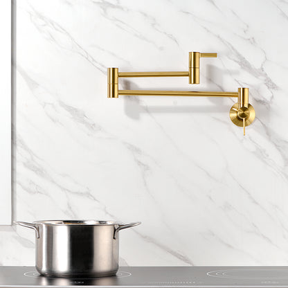 Contemporary 2-Handle Wall-Mounted Pot Filler in Brushed Gold