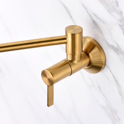 Contemporary 2-Handle Wall-Mounted Pot Filler in Brushed Gold