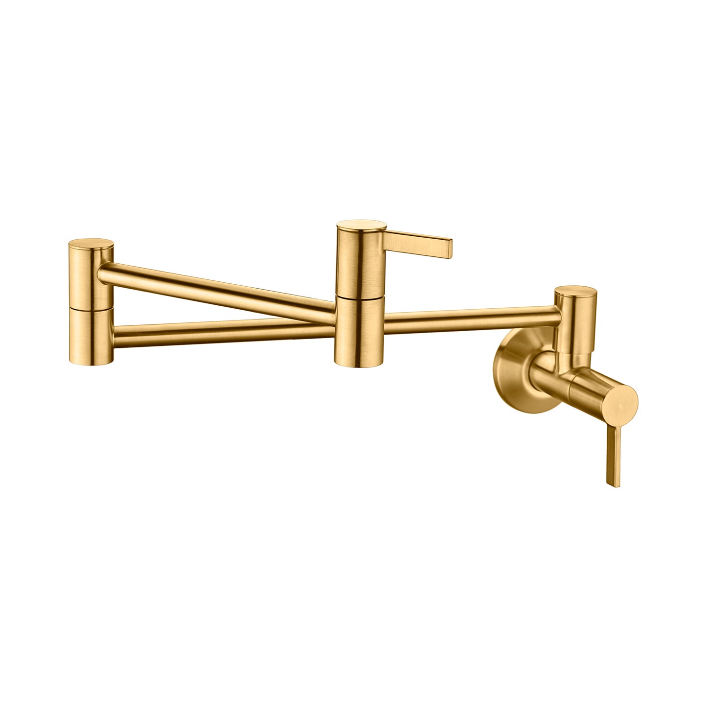 Contemporary 2-Handle Wall-Mounted Pot Filler in Brushed Gold