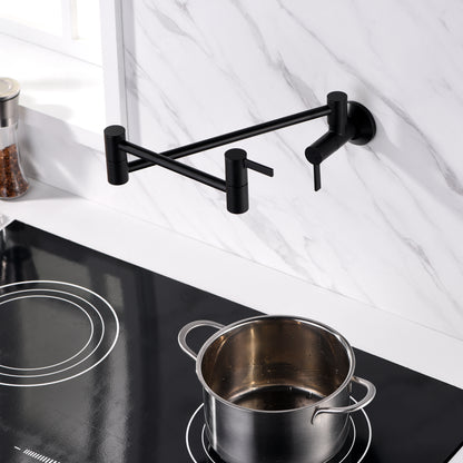 Contemporary 2-Handle Wall-Mounted Pot Filler in Matte Black