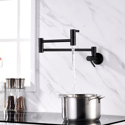 Contemporary 2-Handle Wall-Mounted Pot Filler in Matte Black