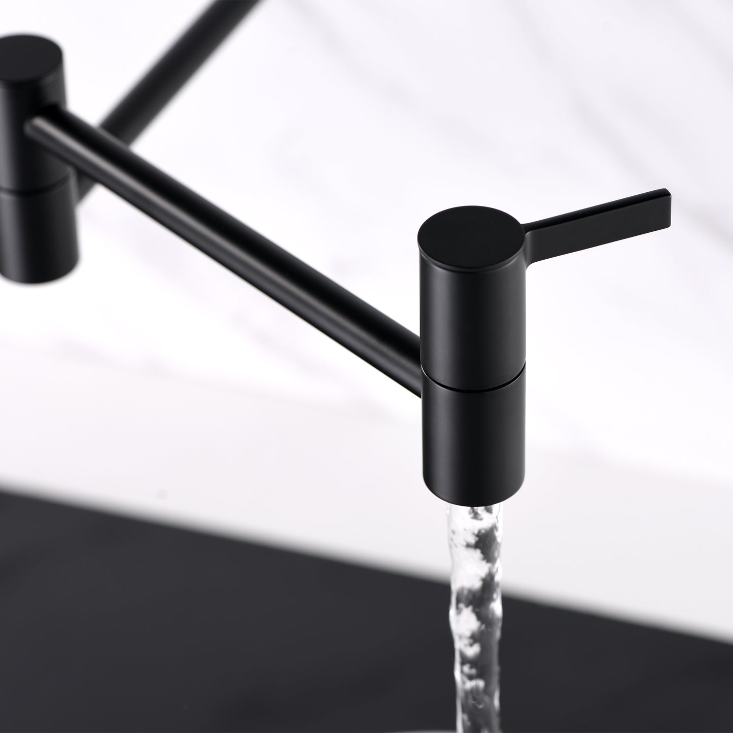 Contemporary 2-Handle Wall-Mounted Pot Filler in Matte Black