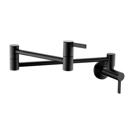 Contemporary 2-Handle Wall-Mounted Pot Filler in Matte Black