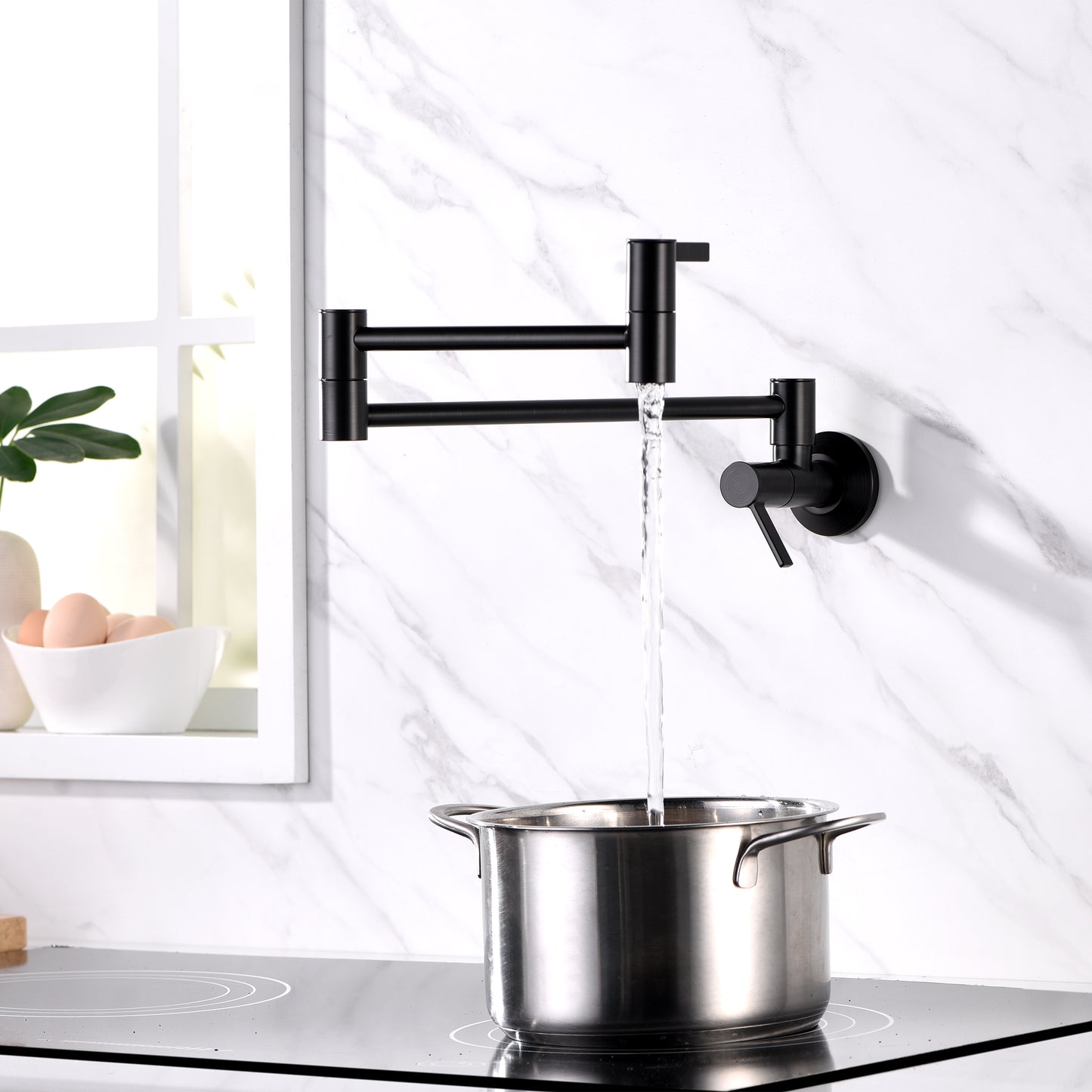 Contemporary 2-Handle Wall-Mounted Pot Filler in Oil Rubbed Bronze