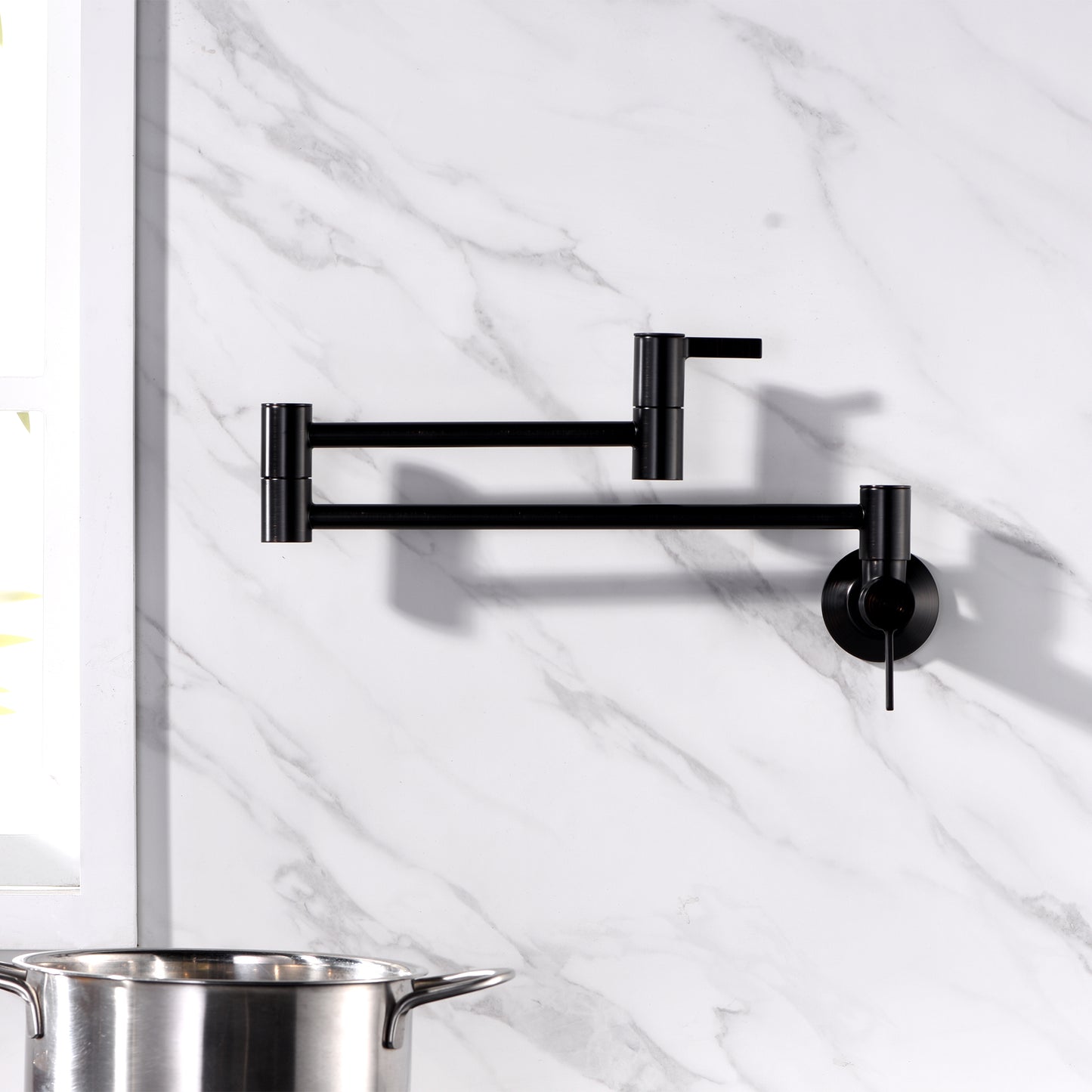 Contemporary 2-Handle Wall-Mounted Pot Filler in Oil Rubbed Bronze