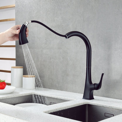 KTS20-TM Single-Handle Pull-Down Sprayer Kitchen Faucet with 2-Function Spray Head 359 in Matte Black