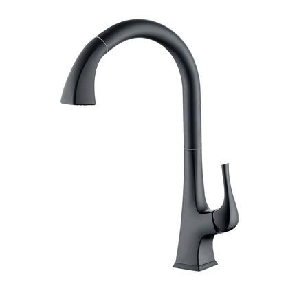 KTS20-TM Single-Handle Pull-Down Sprayer Kitchen Faucet with 2-Function Spray Head 359 in Matte Black