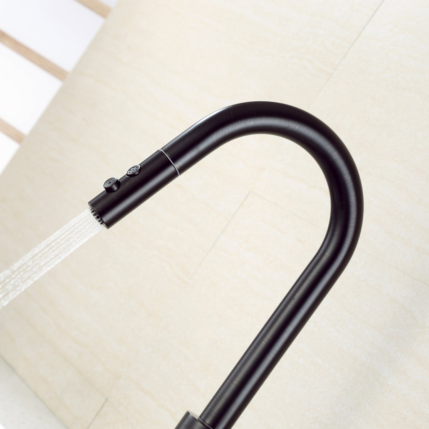 KTS21-TO Single-Handle Pull-Down Sprayer Kitchen Faucet with 2-Function Sprayhead 206 in Oil Rubbed Bronze