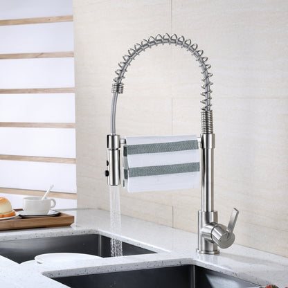 Single-Handle Pull-Down Sprayer Kitchen Faucet with 2-Function Sprayhead in Brushed Nickel