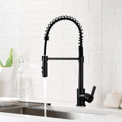 KTS22-TM Single-Handle Pull-Down Sprayer Kitchen Faucet with 2-Function Sprayhead in Matte Black