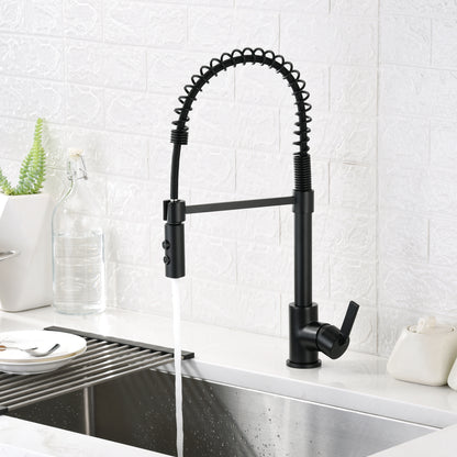 KTS22-TM Single-Handle Pull-Down Sprayer Kitchen Faucet with 2-Function Sprayhead in Matte Black