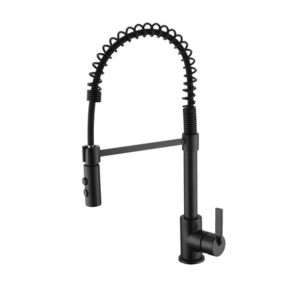 KTS22-TM Single-Handle Pull-Down Sprayer Kitchen Faucet with 2-Function Sprayhead in Matte Black