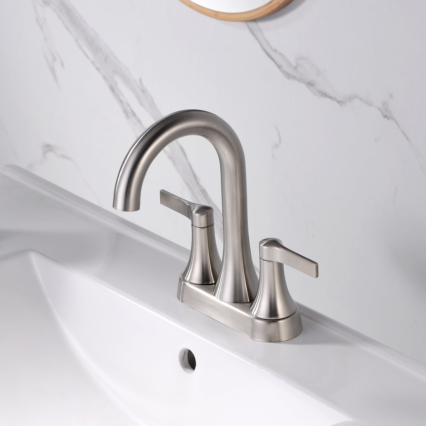 4 in. Centerset 2-Handle Bathroom Faucet in in Brushed Nickel