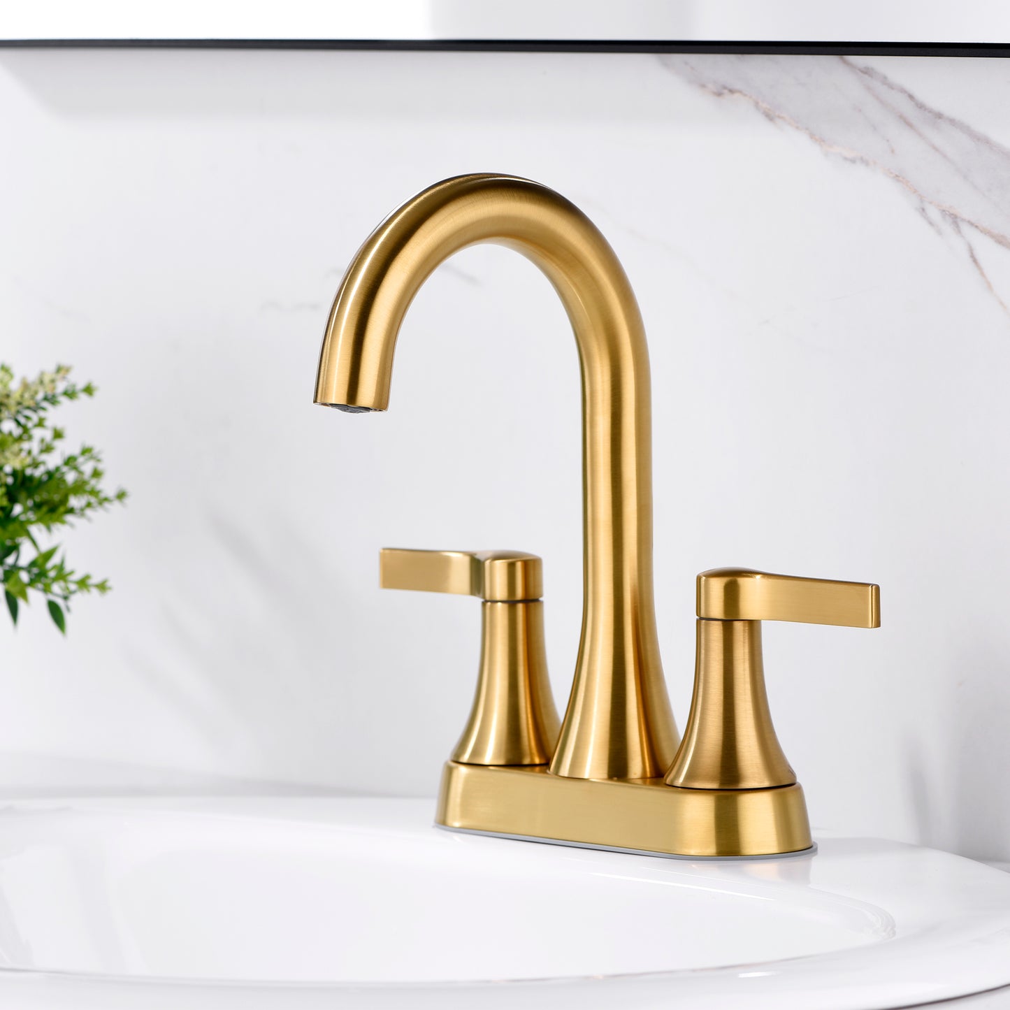 4 in. Centerset 2-Handle Bathroom Faucet in Brushed Gold