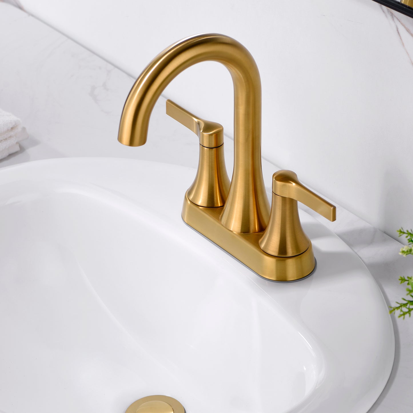 4 in. Centerset 2-Handle Bathroom Faucet in Brushed Gold