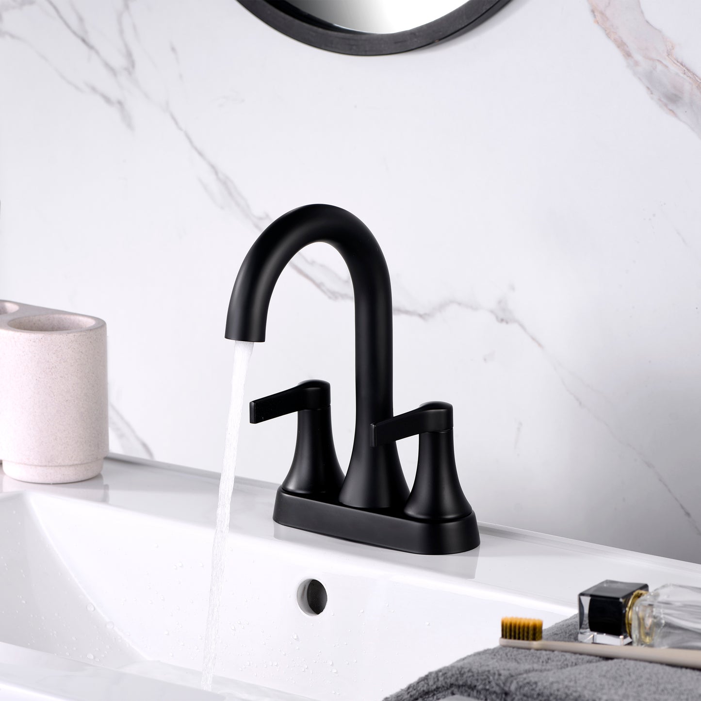 4 in. Centerset 2-Handle Bathroom Faucet in Matte Black