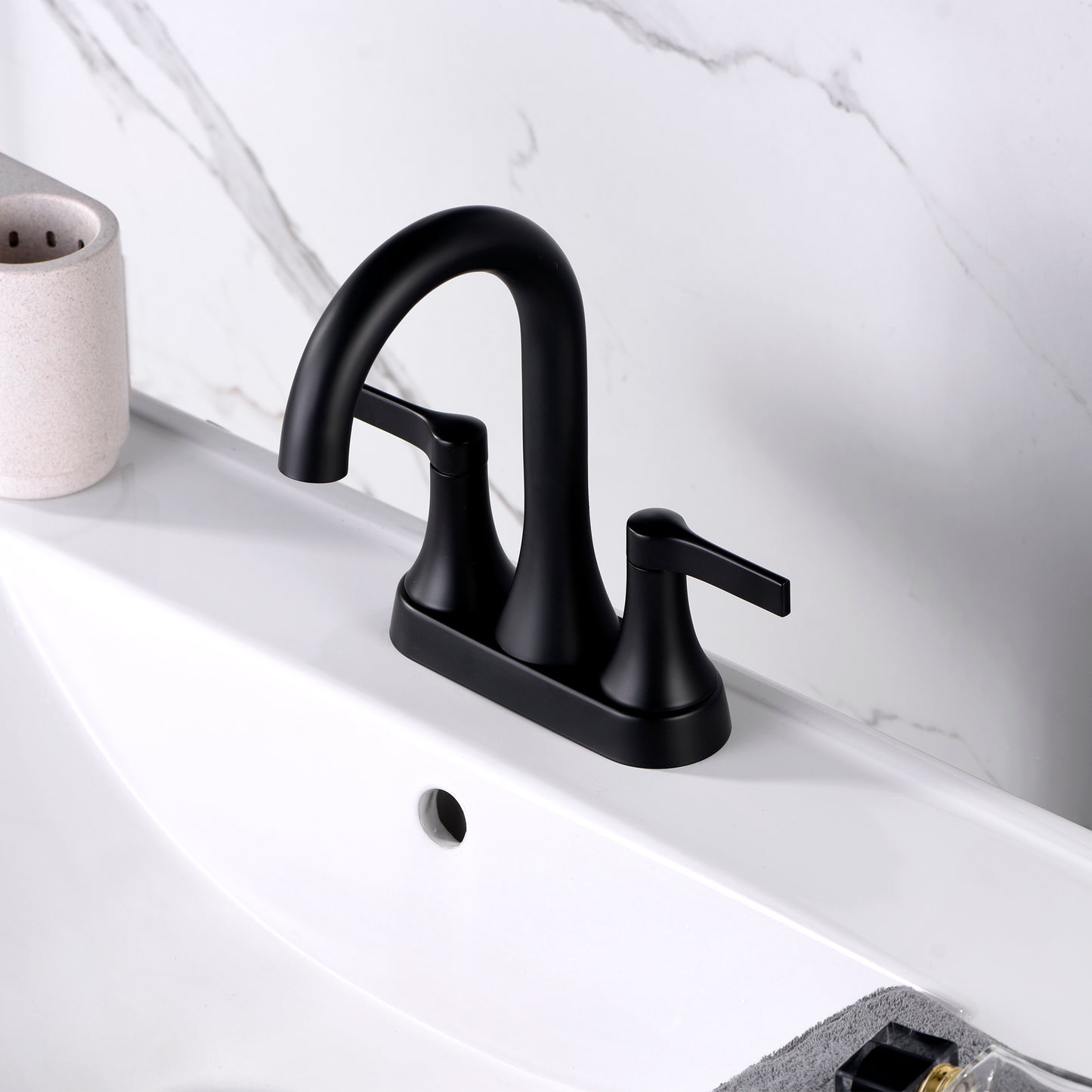 4 in. Centerset 2-Handle Bathroom Faucet in Matte Black