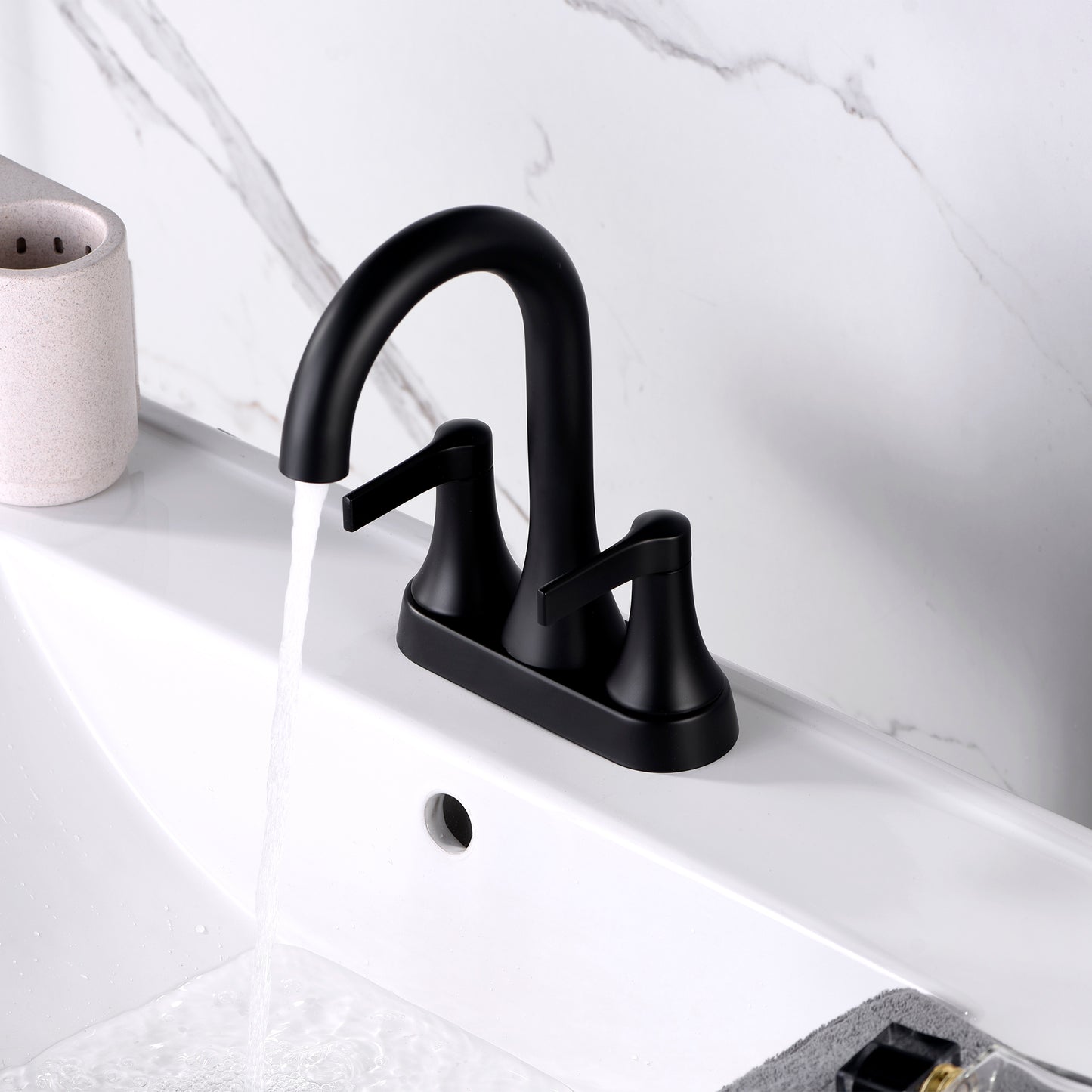 4 in. Centerset 2-Handle Bathroom Faucet in Matte Black