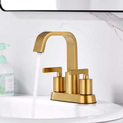 4 in. Centerset 2-Handle Bathroom Faucet in Brushed Gold