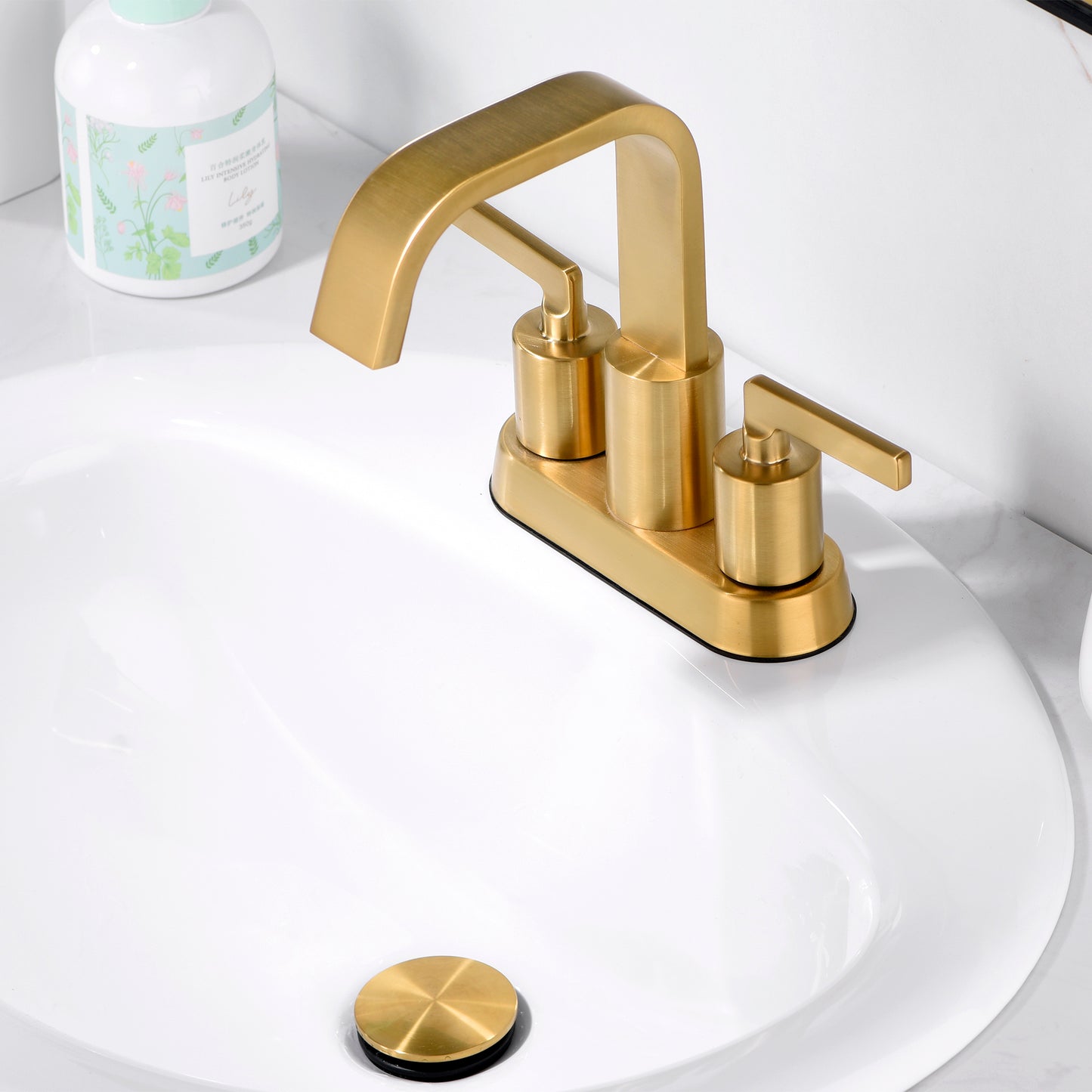 4 in. Centerset 2-Handle Bathroom Faucet in Brushed Gold