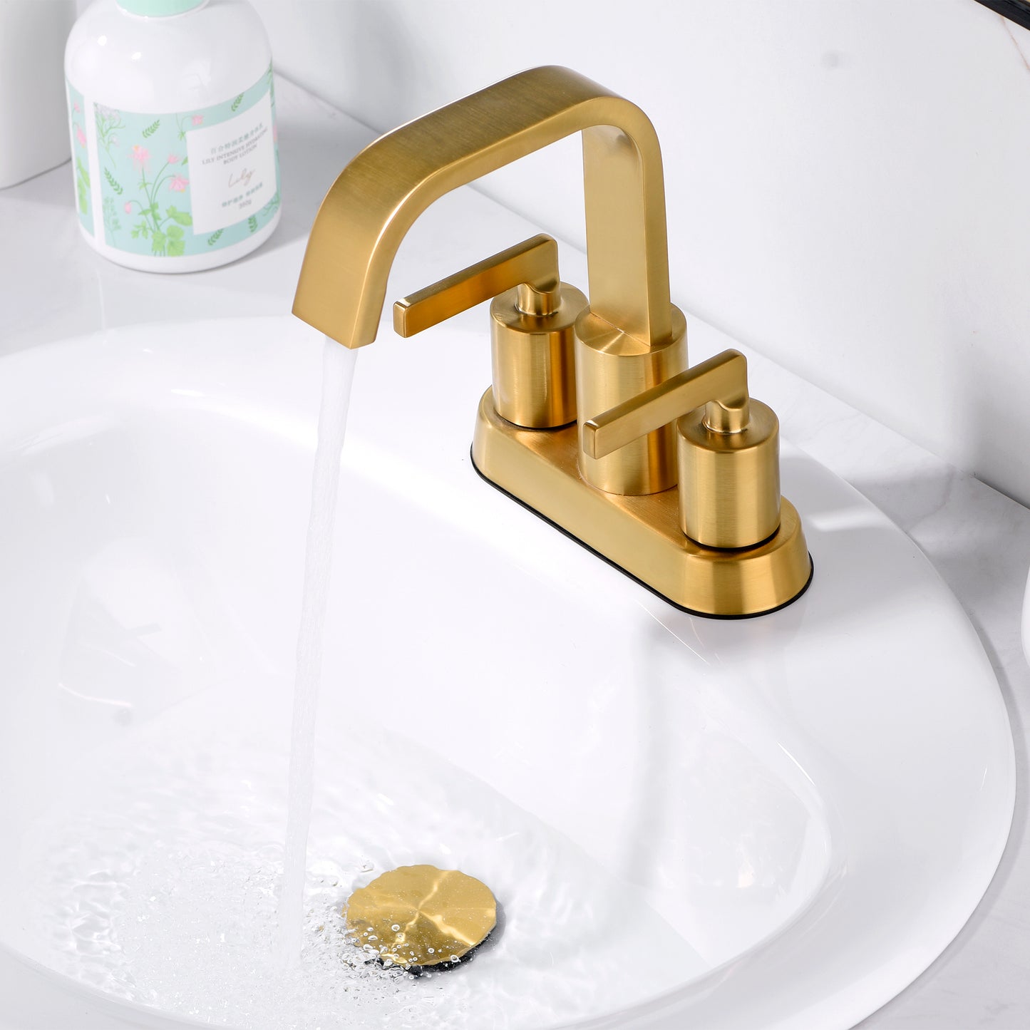 4 in. Centerset 2-Handle Bathroom Faucet in Brushed Gold