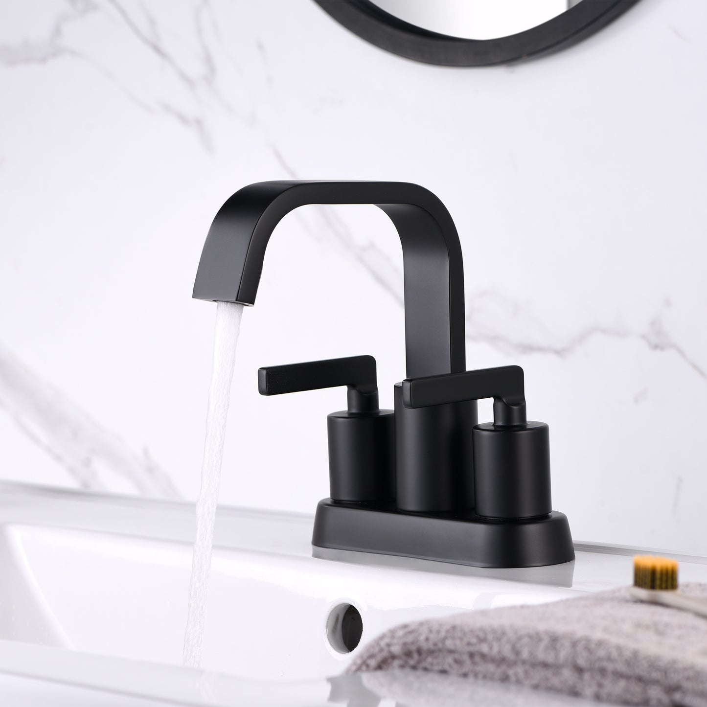 4 in. Centerset 2-Handle Bathroom Faucet in Matte Black