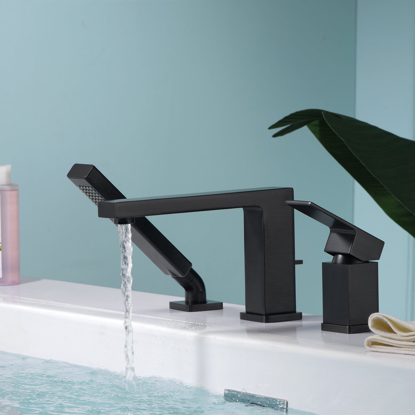 Single-Handle Deck-Mount Roman Tub Faucet with Hand Shower in Oil Rubbed Bronze